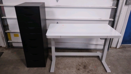 4'x2'x2'6" Movable (White) Computer Desk & 1'2"x1'7"x3'10" Black Drawer