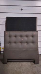 Queen Size Gray Leather Bed Frame w/ Head Board
