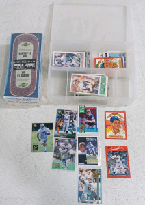 (1) Random and Assorted Baseball & Football Cards (1) Premier Edition World League Football Cards (unopened)