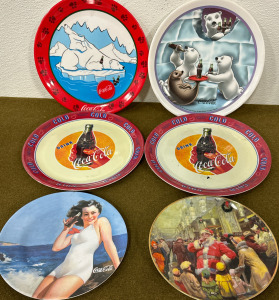 (6) Coca-Cola Themed Plates Including &ldquo;A Busy Man&rsquo;s Pause&rdquo; 1995 Limited Edition Glass Plate No. 362 Of 2,500