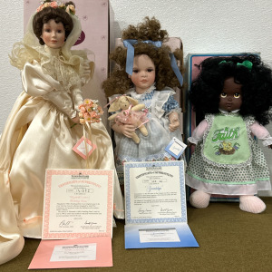 (2) Ashton-Drake Galleries Porcelain Dolls (1) &ldquo;Faith&rdquo; The Praise Doll w/ A Story To Tell