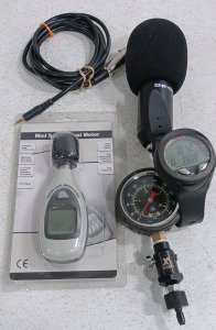 (1) Zingyou BM-800 Microphone w/ Cable (1) Mini Sound Level Meter (1) XS Scuba Gauge (1) Aeris Scuba Watch
