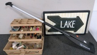 Tackle Box, Paddle, & Sign