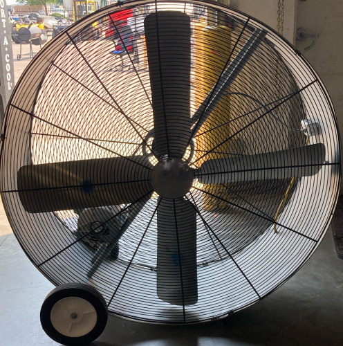 Big Metal Fan With Wheels in The Back