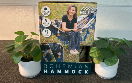 Bohemian Hammock & (2) Small Artificial Plants
