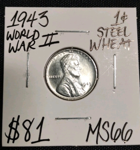 1943 MS66 WWII Steel Wheat Penny