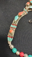 Blue Turquoise+Red Coral Gemstone Necklace - 3