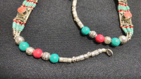 Blue Turquoise+Red Coral Gemstone Necklace - 5