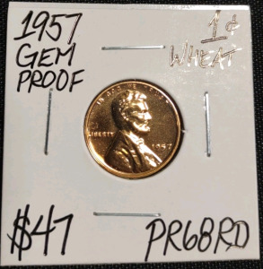 1957 PR68RD Gem Proof Wheat Copper Penny