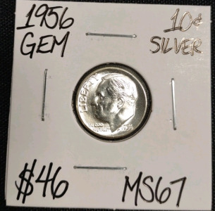 1956 MS67 Gem Silver Roosevelt Dime