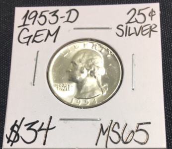 1953-D MS65 Gen Sliver Washington Quarter
