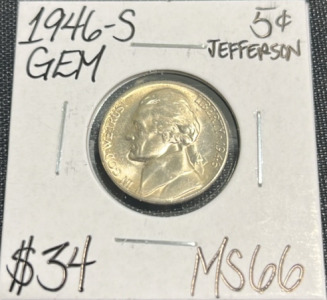 1946-S Gem Mint State Jefferson Nickel