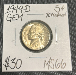 1949-D MS66 Gem Mint State Jefferson Nickel