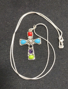 Multicolored Turquoise Cross 0.925 Necklace