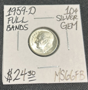 1959-D MS66FB Full Bands Grm Silver Dime