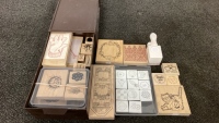 Assorted Rubber Stamps And Hole Punch