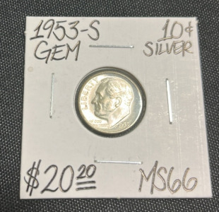 1953-S MS66 Gem Silver Roosevelt Dime