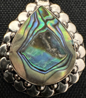 Teardrop Abalone Shell Wrapped In .925 Tibetan Sterling Silver Necklace - 2