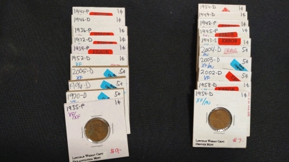 (20) Assorted Pennies Nickels Dimes Quarters from 1935 to 2005