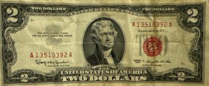 (1) 1963 Series Red Ink Jefferson $2 Bill