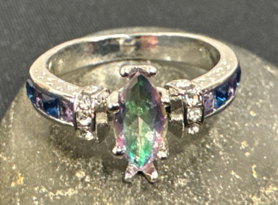 Rainbow Mystic Topaz Marquis Cut Ring (Size 9)