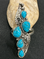 Long Turquoise 5-Stone Ring (Size 10)