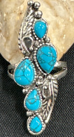 Long Turquoise 5-Stone Ring (Size 10) - 2