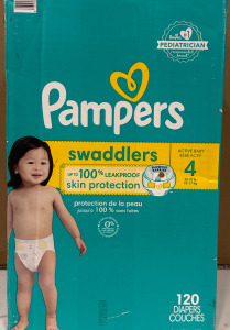 (120) Unopened Pampers Swaddlers Size 4