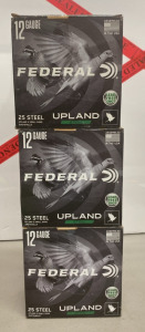(3) Boxes of Federal 12 Gauge 25 Steel Bullets