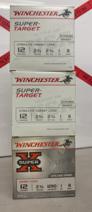 (2) Boxes of Winchester Super-Target 25 Rounds 12 Gauge 2 3/4â€ 2 3/4 DR. EG. 1 OZ 8 Shot Bullets (1) Box of Winchester Super X 12 Gauge 2 3/4â€ 1290 Velocity 1oz 8 Shot