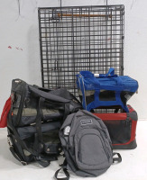 (1) Metal Pet Crate (4) Pet Carriers (1) Dakine Backpack