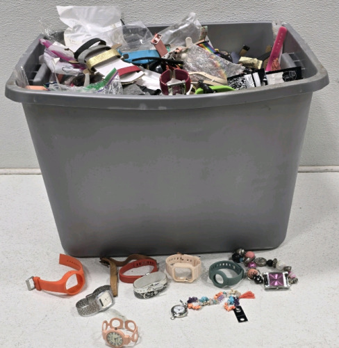 Tub Full Of Watches & Watch Bands