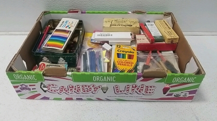 Crate of Old Art materials and Utensils