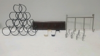 Various Wall mounted Hangers, And Wine Bottle Holder Stand