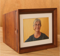 (1) Cremation Photo Urn Walnut Wood Urn for Cremation Ash Up to 250lbs with Photo Frame Decorative Urn TSA Approved Urn