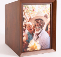 (1) Cremation Photo Urn Walnut Wood Urn for Cremation Ash Up to 250lbs with Photo Frame Decorative Urn TSA Approved Urn - 3