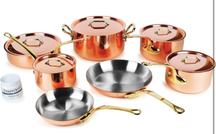 Mauviel M'200B 12-pc Copper Cookware Set, 2.0mm with Bronze Handles