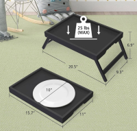 (10) Artmeer Bed Tray Table with Folding Legs,Bamboo Breakfast in Bed for TV Table, Laptop Computer Tray,Eating,Snack Trays - 3