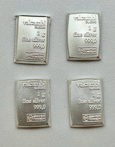 (4) 1g 999,0 Fine Silver Valcambi Suisse Bars