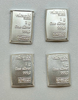 (4) 1g 999,0 Fine Silver Valcambi Suisse Bars