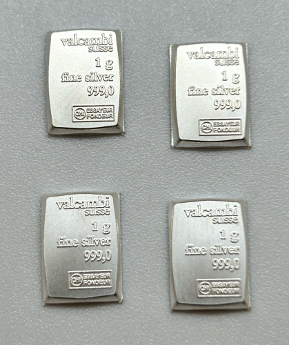 (4) 1g 999,0 Fine Silver Valcambi Suisse Bars
