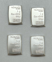 (4) 1g 999,0 Fine Silver Valcambi Suisse Bars