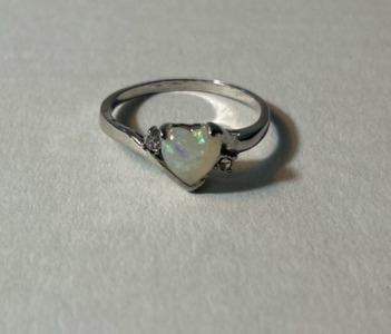 Heart Shaped Fire Opal Ring, Size 9