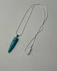 Turquoise Gemstone Bullet Shaped .925 Necklace