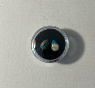Pair Of Oyster Copper Turquoise Cabochons (4.60 Ct)