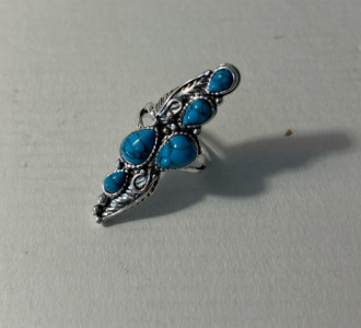 Long Turquoise 5-Stone Ring (Size 7.5)