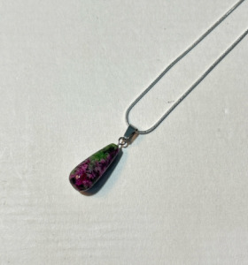 Natural Ruby & Ziasite Gemstone Waterdrop .925 Necklace