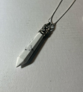 White Turquoise Hexagonal Shaped .925 Necklace