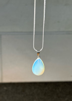 Opal Gemstone Teardrop .925 Necklace - 2