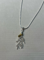 Silver Evergreen Branch W/ Pine Cone .925 Necklace